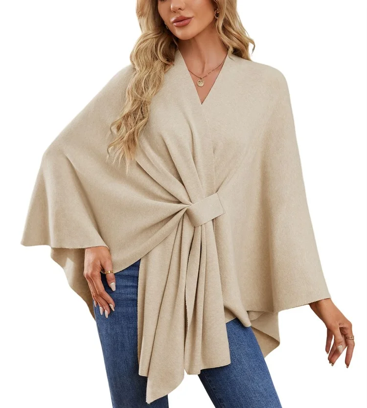 Women's Elegant Shawl Wraps Soft Open Front Poncho Sweater