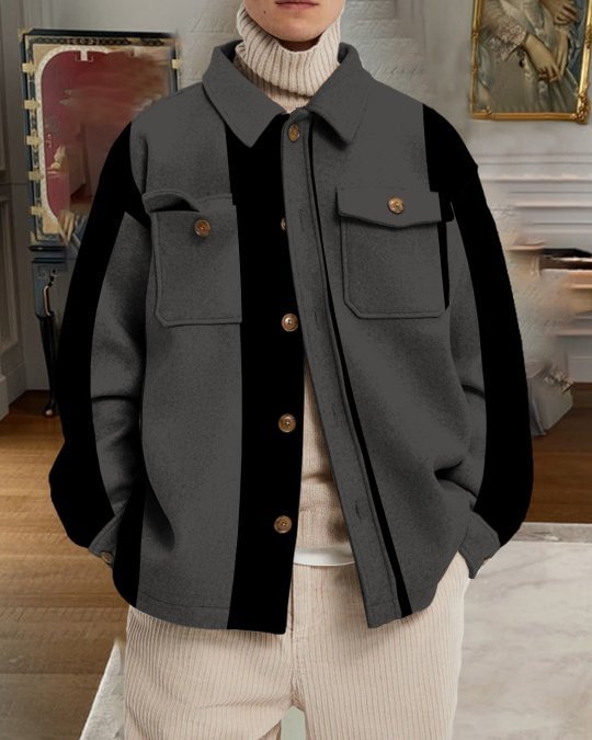 Men's Art Print Lapel Long Sleeve Jacket