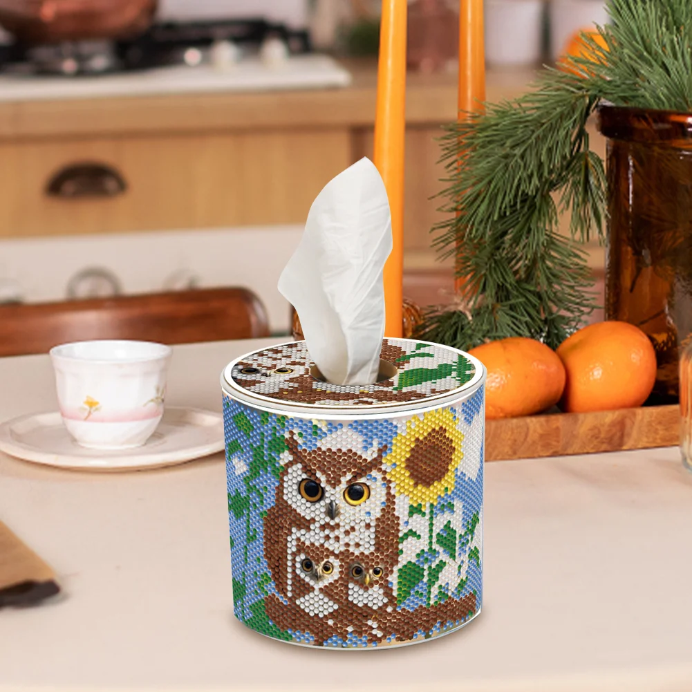Owl DIY Diamond Painting Handmade Tissue Holder Rhinestones Crystal Tissue Box