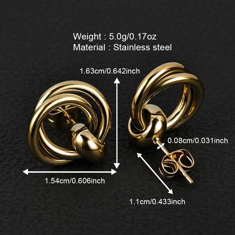 1 Pair Minimalist Geometric Polishing Hollow Out 201 Stainless Steel 18K Gold Plated Ear Studs
