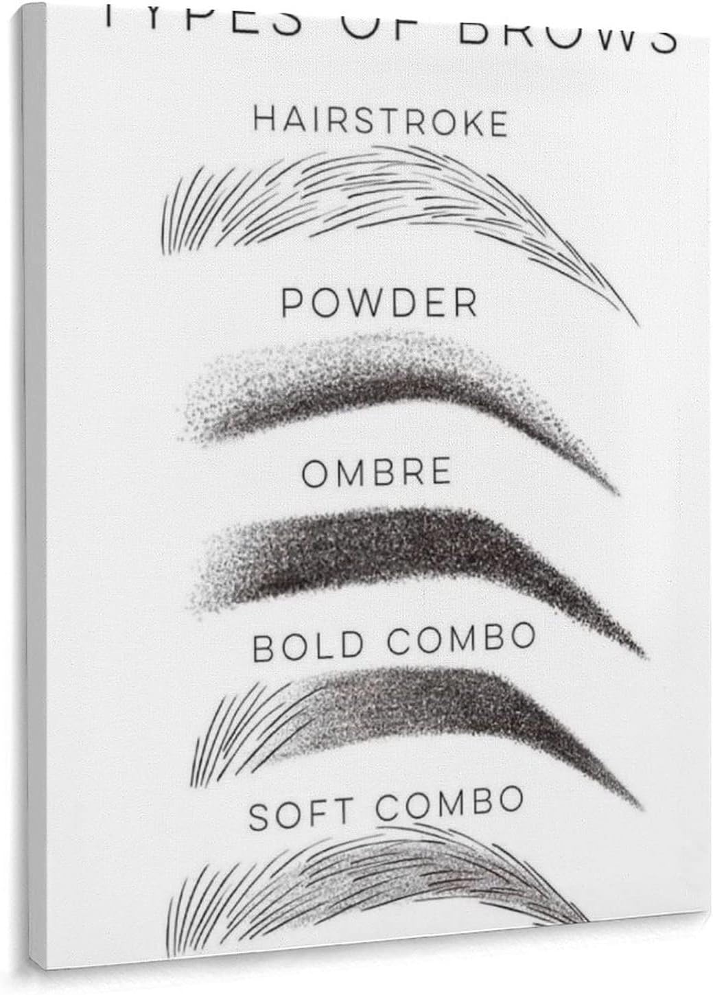 Eyebrow Shape Poster Type, Eyebrow Shape Chart Poster Beauty Salon Wall Decoration Wall Art Paintings Canvas Wall Decor Home Decor Living Room Decor Aesthetic 20x26inch(51x66cm) Frame-Style 20x26inch(51x66cm)