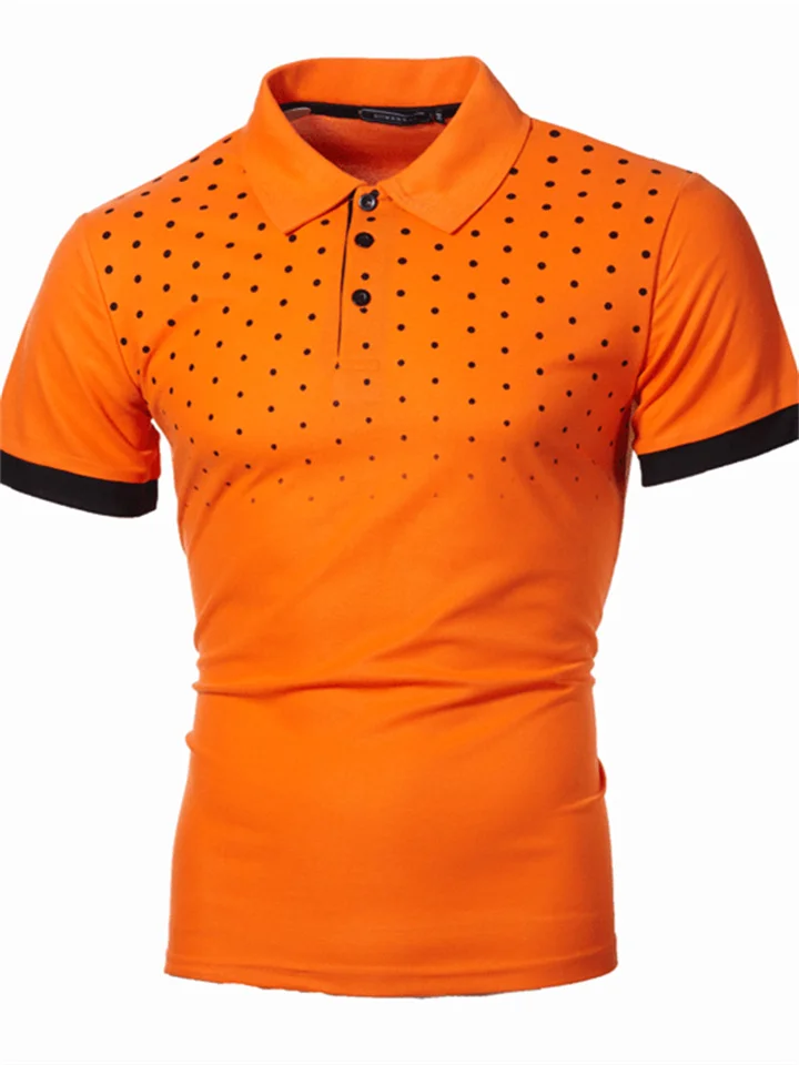 Men's Polo Shirt Golf Shirt Polka Dot Turndown Black / Red Blue Orange Dark Gray Red Outdoor Daily Short Sleeve Button-Down Clothing Apparel Classic-Cosfine