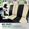 Automotive Seat Covers Beige Black Universal Fit Seat Cover Combo Set with Steering Wheel Cover and Seat Belt Pad (Airbag Compatible and Split Bench)