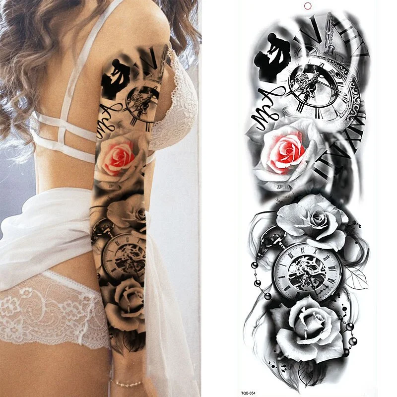 1 Sheets Full Arm Leg Extra Large Temporary Tattoos, Body Art For Men And Women - Wolf,Tiger,Bear,Warrior,Tribal Symbol