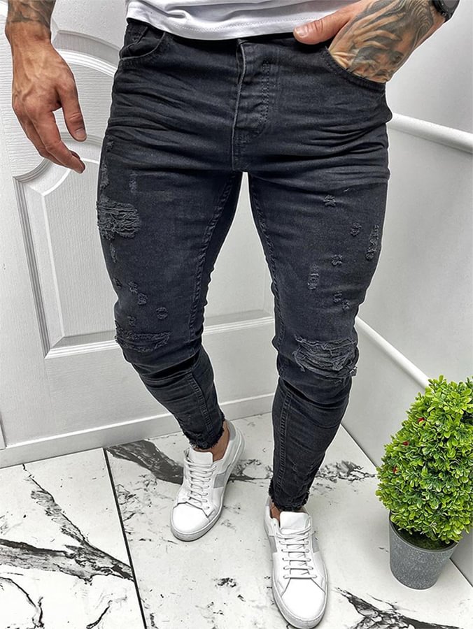 Men Ripped Detail Jeans
