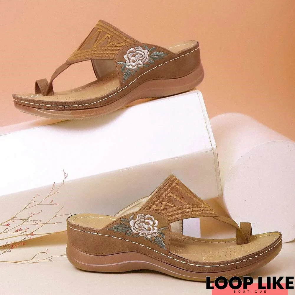 Pu Embroidery Summer Sandals