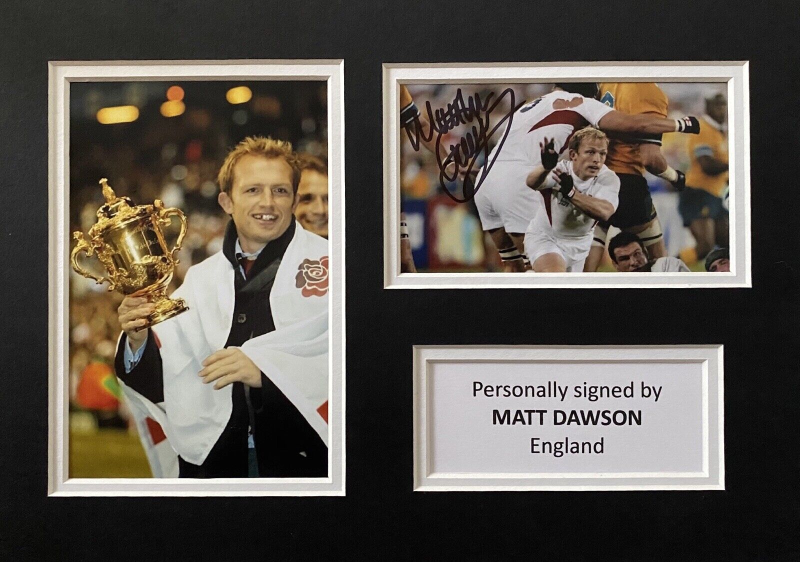 Matt Dawson Genuine Hand Signed England Photo Poster painting In A4 Mount Display