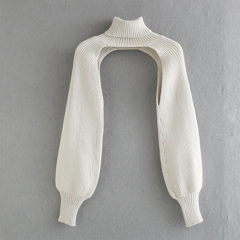 Spring and summer women's sweater casual solid color high neck long sleeve sweater