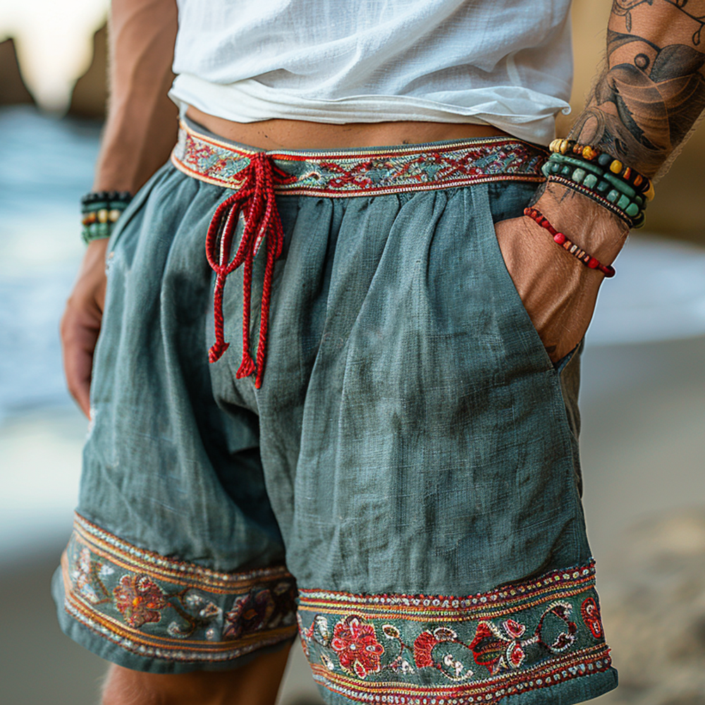 Vintage Washed Linen Shorts