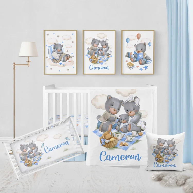 Personalized Bear Boy Crib Bedding Set|Bed57