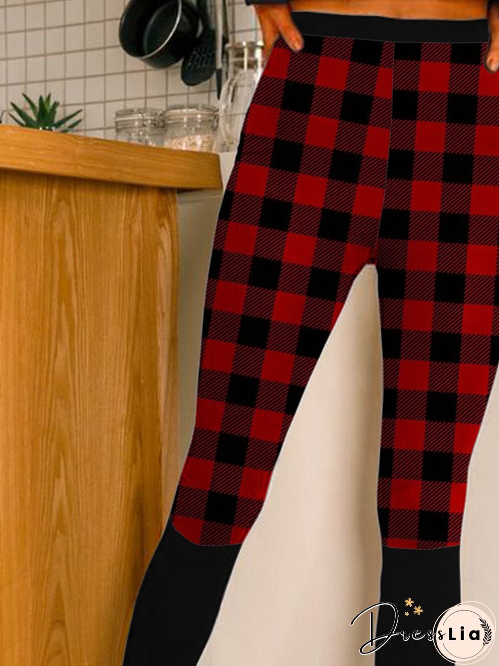 Casual Cotton Blends Checked/Plaid Leggings