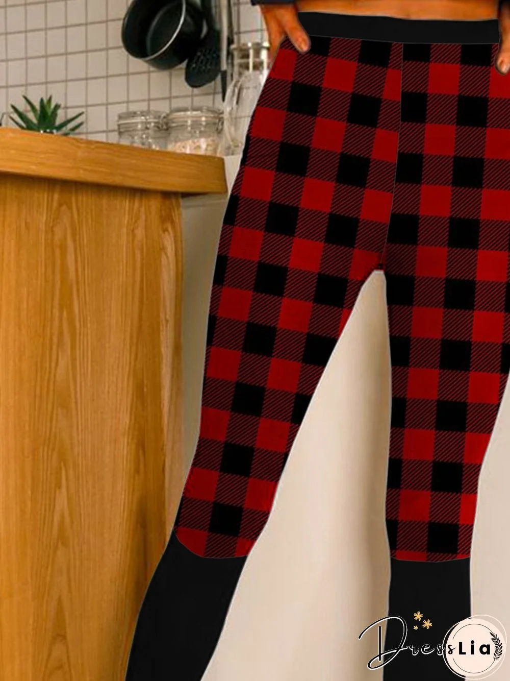 Casual Cotton Blends Checked/Plaid Leggings