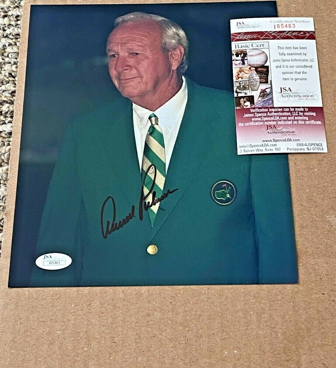 ARNOLD PALMER SIGNED MASTERS 8X10 Photo Poster painting JSA CERTIFIED PGA GOLF