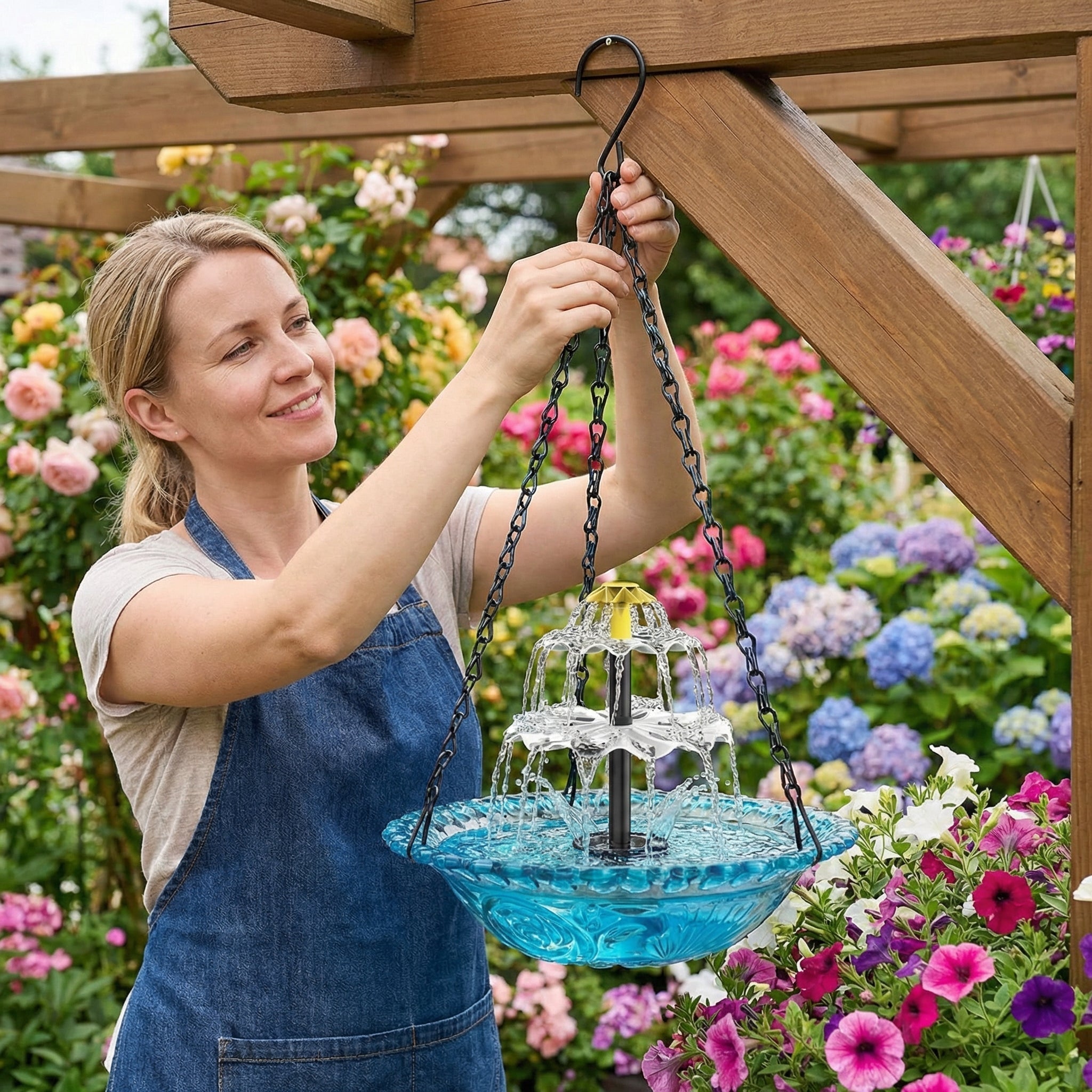 💥Today Only Special Offer🕊️🕊️Solar Cascade Hanging Bird Bath Fountain