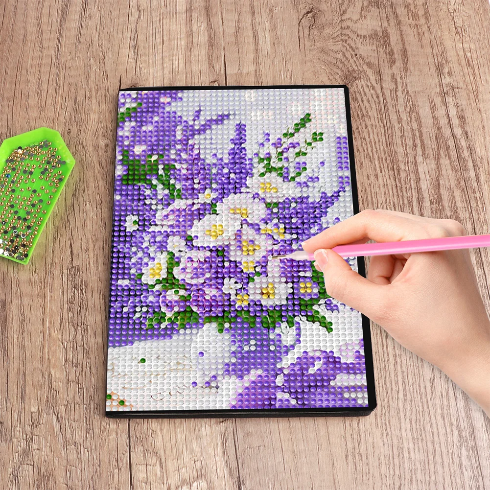 5D DIY Flower Diamond Art Painting Notebook Kit Crystal Notepad Sketchbook Gifts