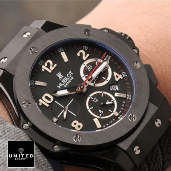 Hublot Big Bang Black Dial Black Bezel Replica on the wrist