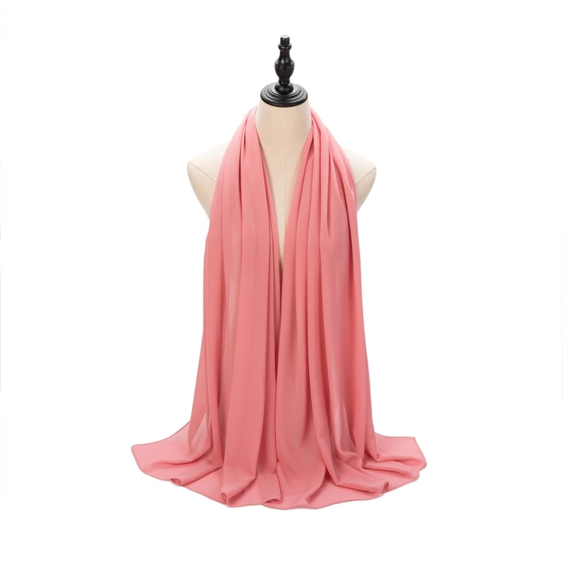 Hot Pearl Chiffon Yarn Muslim Women Hijab Silk Scarf Hui Turban Plain Long Scarf