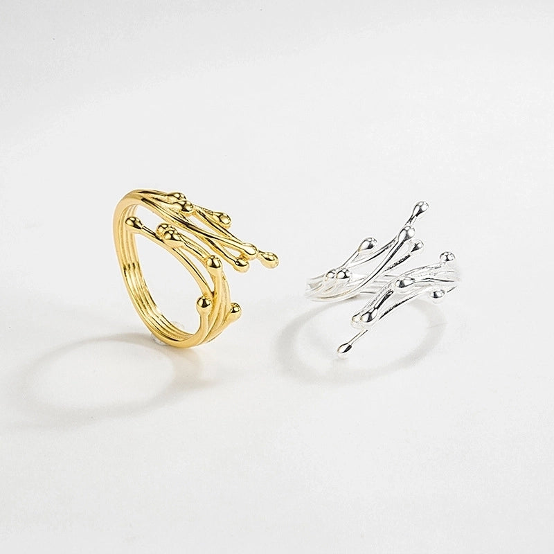 18K Gold Plated Silver Plated 925 Sterling Silver Geometric Wide Band Rings Open Ring Rings