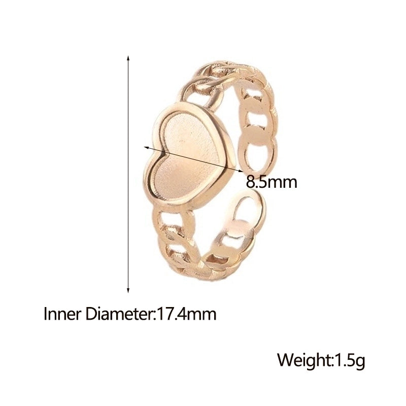 Sweet Heart Shape Titanium Steel Hollow Out Open Ring