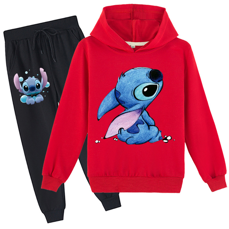 Mayoulove Stitch Long Sleeve Hoodie and Pants Set - Perfect for Disney Lovers and Cozy Days at Home - Kids' Clothing-Mayoulove