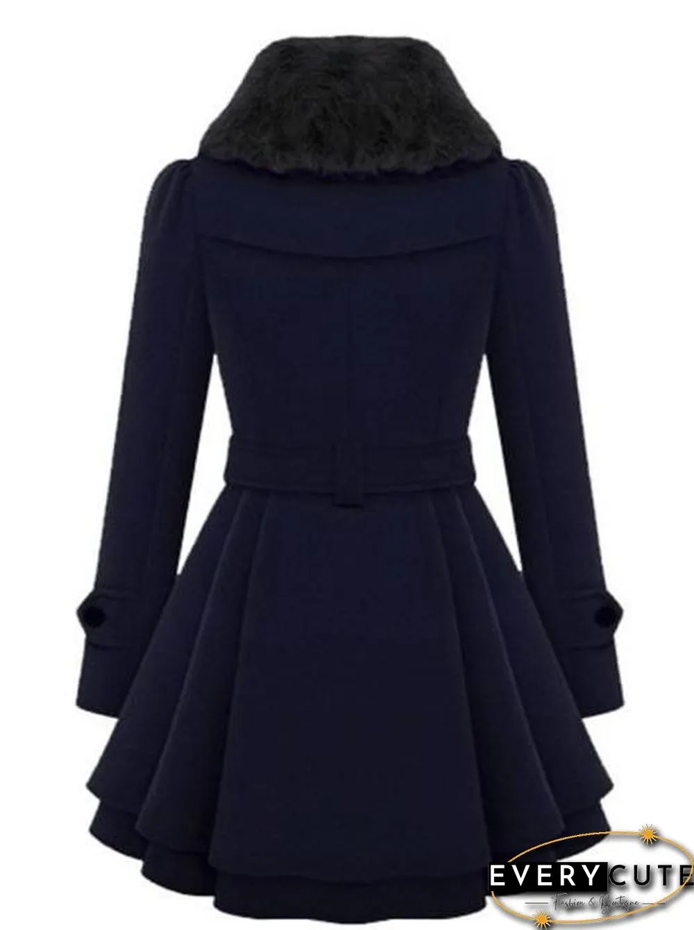 Fold-Over Collar Plain Coat