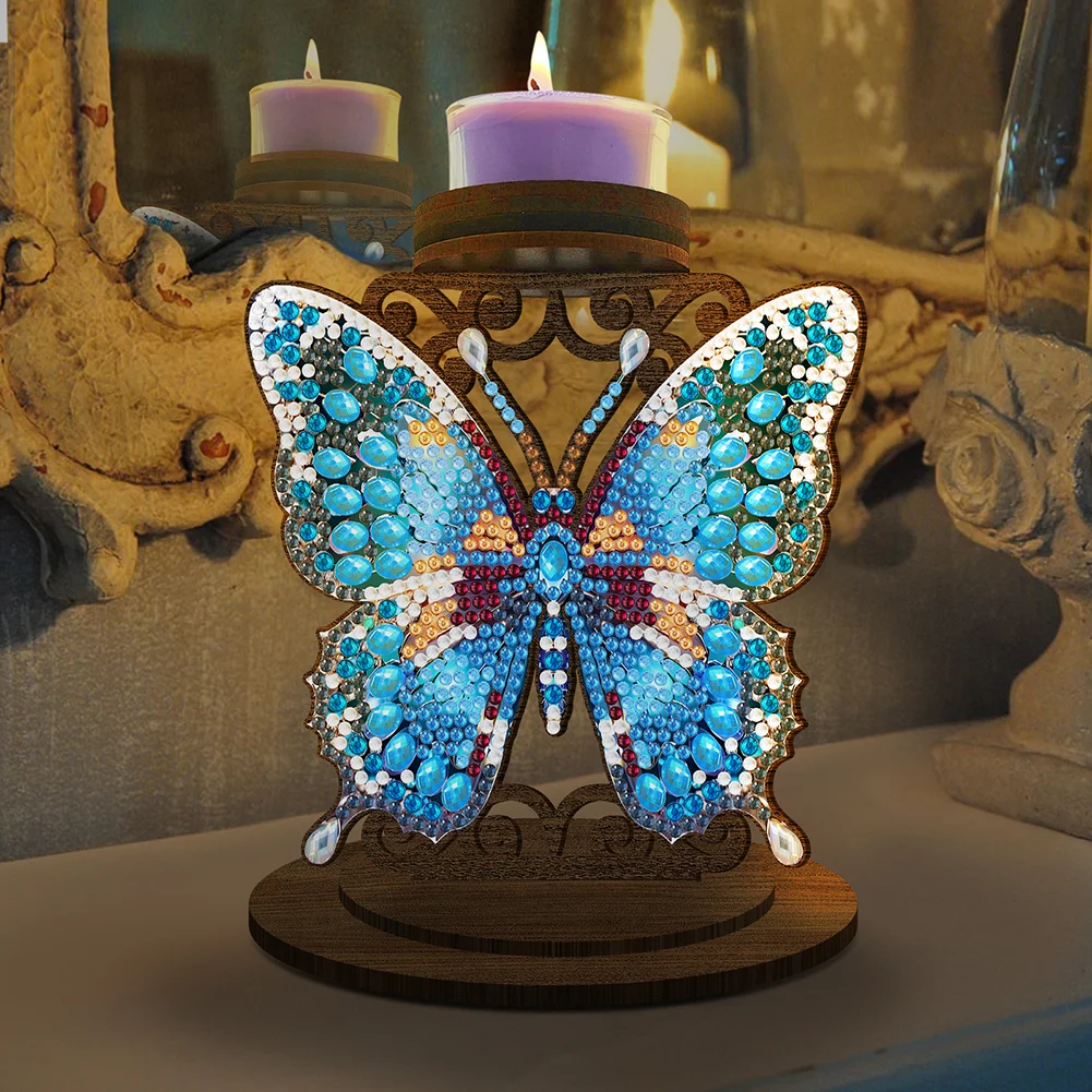 5D DIY Butterfly Desktop Diamond Painting Art Candle Holder Home Decor 