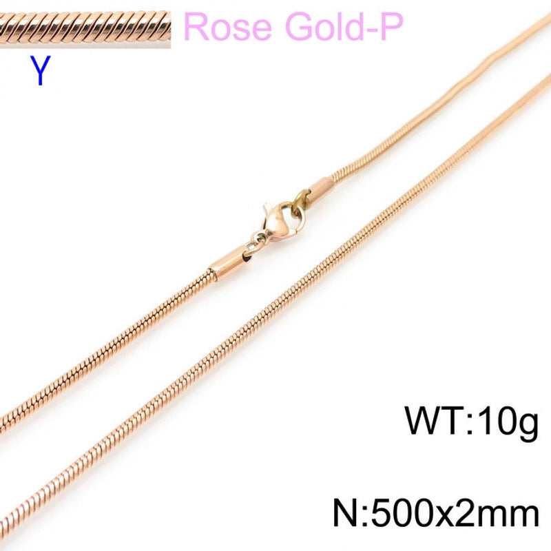 Jewelry Classic Style Solid Color Titanium Steel 18K Gold Plated Chain Necklace