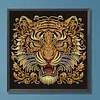Ornate Golden Tiger Face Special Shaped 5D DIY Partial Drill Diamond Painting Kits for Adults Beginners Home Decor Diamonds Dots Gem Art Kits 11.81 X11.81inch