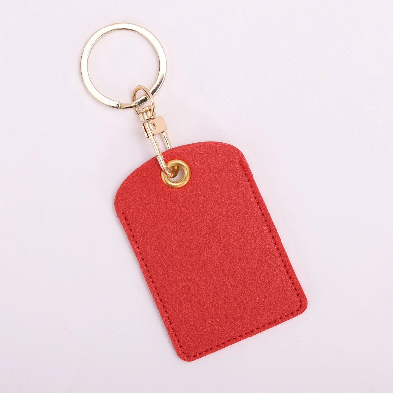 Access Card Case Water Drop Keychain Genuine Leather Community Women Men’s Ic Student Bus Card Elevator Induction Protective Case
