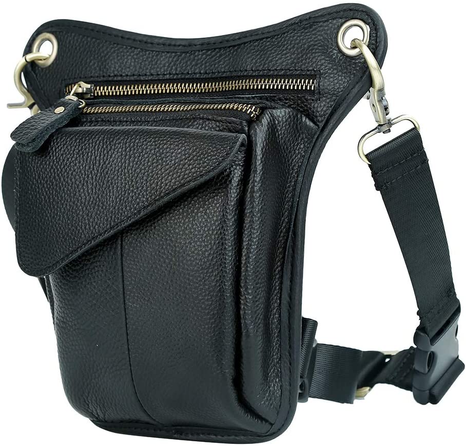 Genuine Leather Men's Drop Leg Pouch Tools Bags Tactical Leg Bag Purse Fanny Pack Thigh Bags Bike Cycling Hip Bag Waist Pack