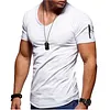 Men's Cuff Zipper Pocket Color Cotton Breathable T-Shirt by Inlyline