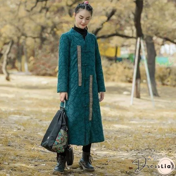 Winter New Button Warm Stand Long Sleeve Women Parkas Patchwork Coats