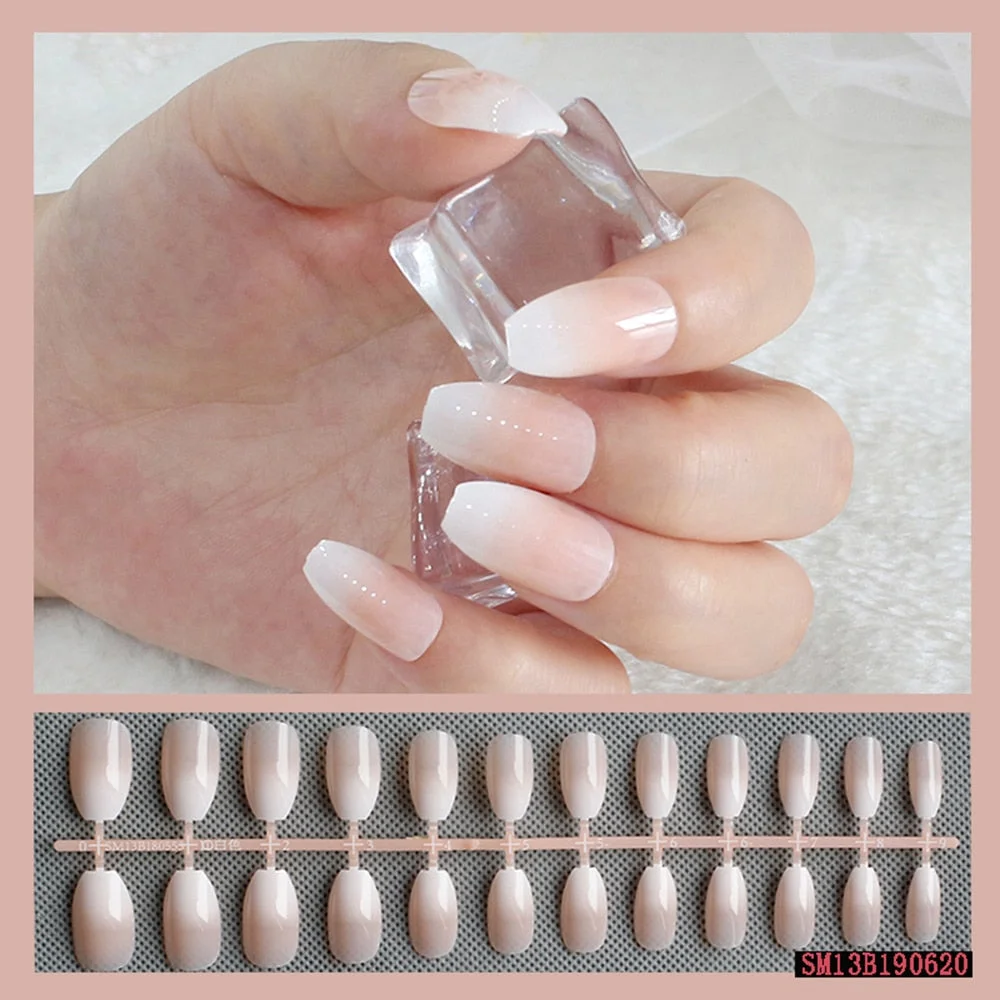 1set/24pcs French Fake Nails Matte /UV False Nail Detachable tips Nail Extension Manicure Art Press On Fake False Nails Beauty-Nail Inspo