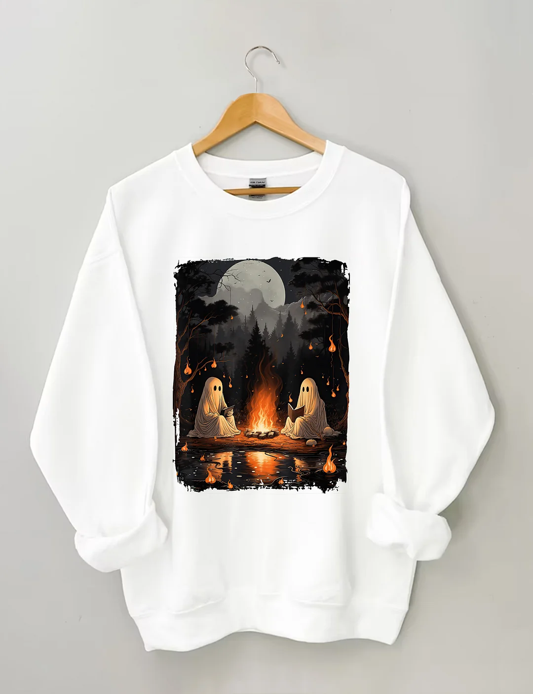 Ghost Reading Camping Halloween Sweatshirt
