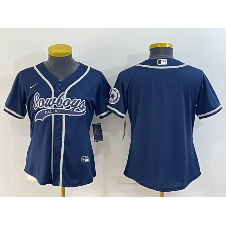 Youth Dallas Cowboys Blank Navy With Patch Cool Base Stitched Baseball Jersey 5ZNZ