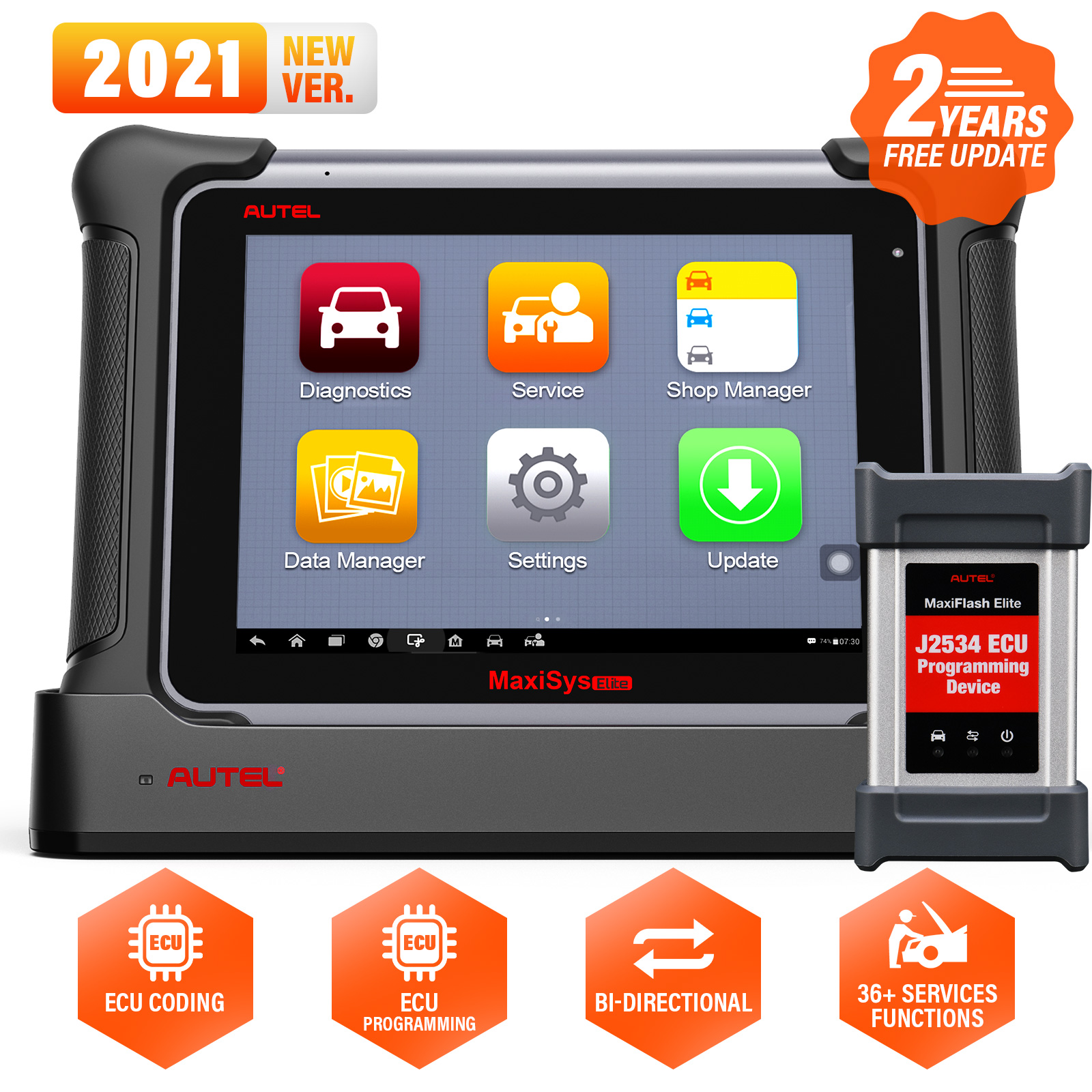 Ship from US]Autel MaxiSys Elite as MS909 Car Diagnostic Scanner Tablet J2534  ECU Coding Programming(2-Years Free Update)