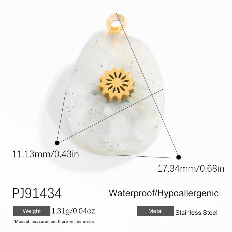 1 Piece 304 Stainless Steel Heart Shape Flower Pendant Jewelry Accessories