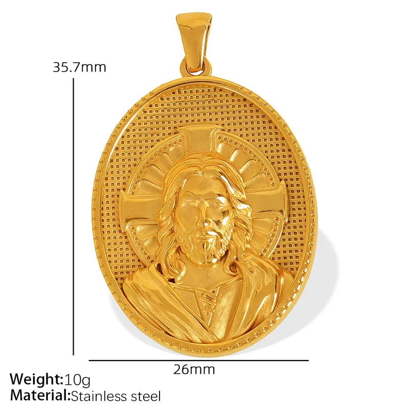 1 Piece 35.7*26mm Titanium Steel Human Virgin Mary Pendant