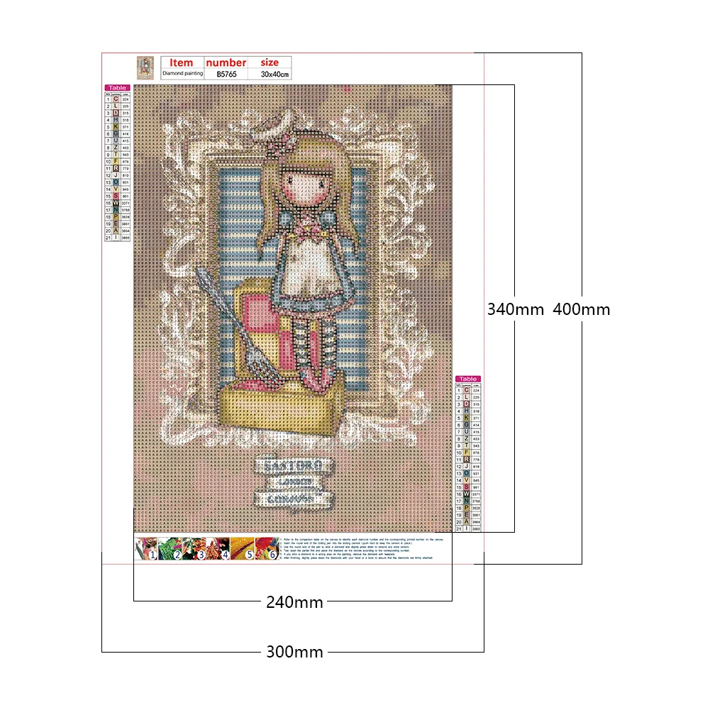 5D DIY Full Round Drill Diamond Painting Grace Doll Art Home Decoration (B5765)