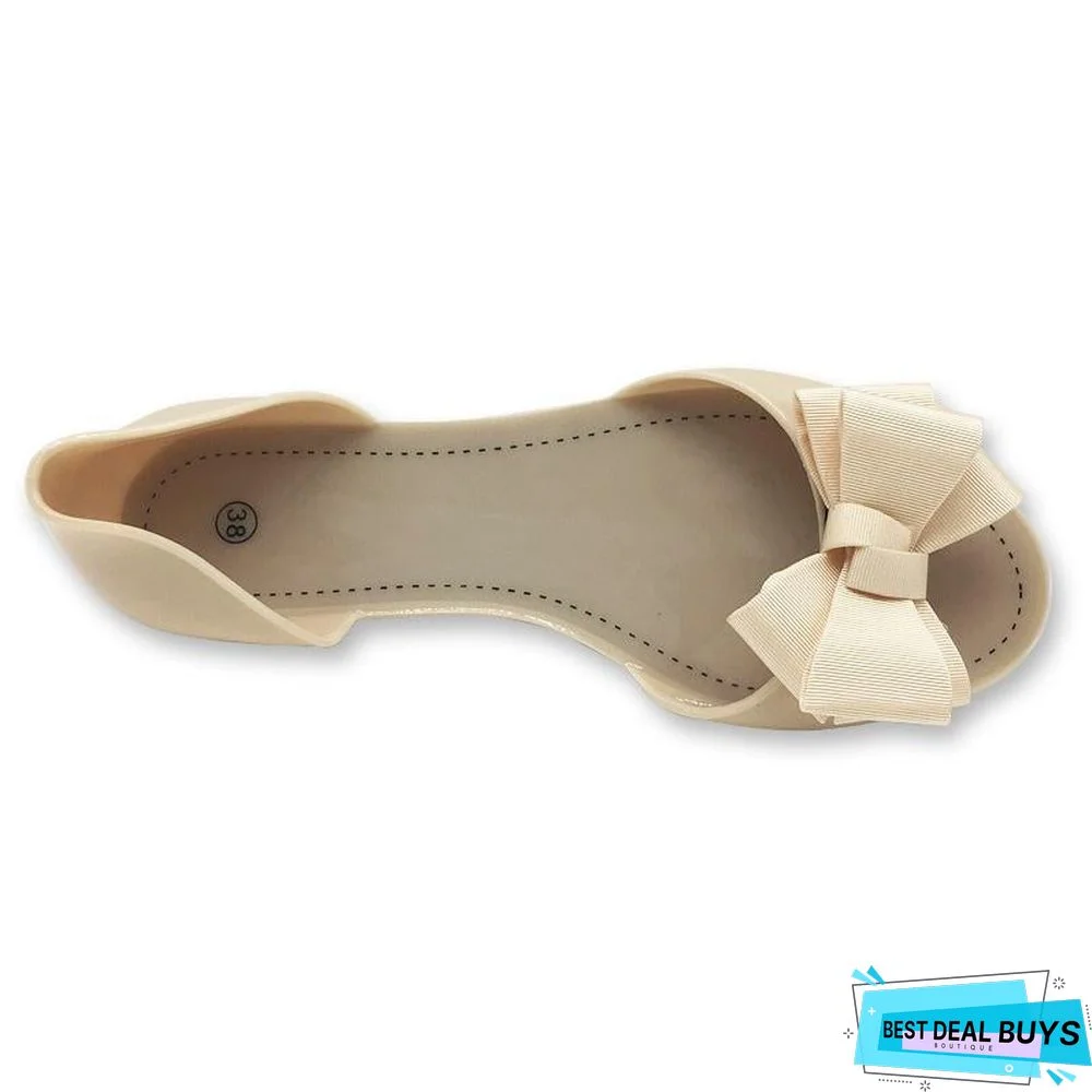 Women Flat Sandals Beach Jelly Shoes Bowtie Outdoor Slippers Slip On Shoes