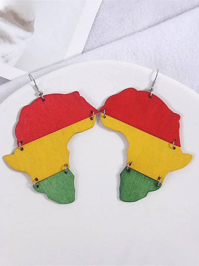Women's Reggae Wood Earrings Multi-layer Multicolor Drop Earrings