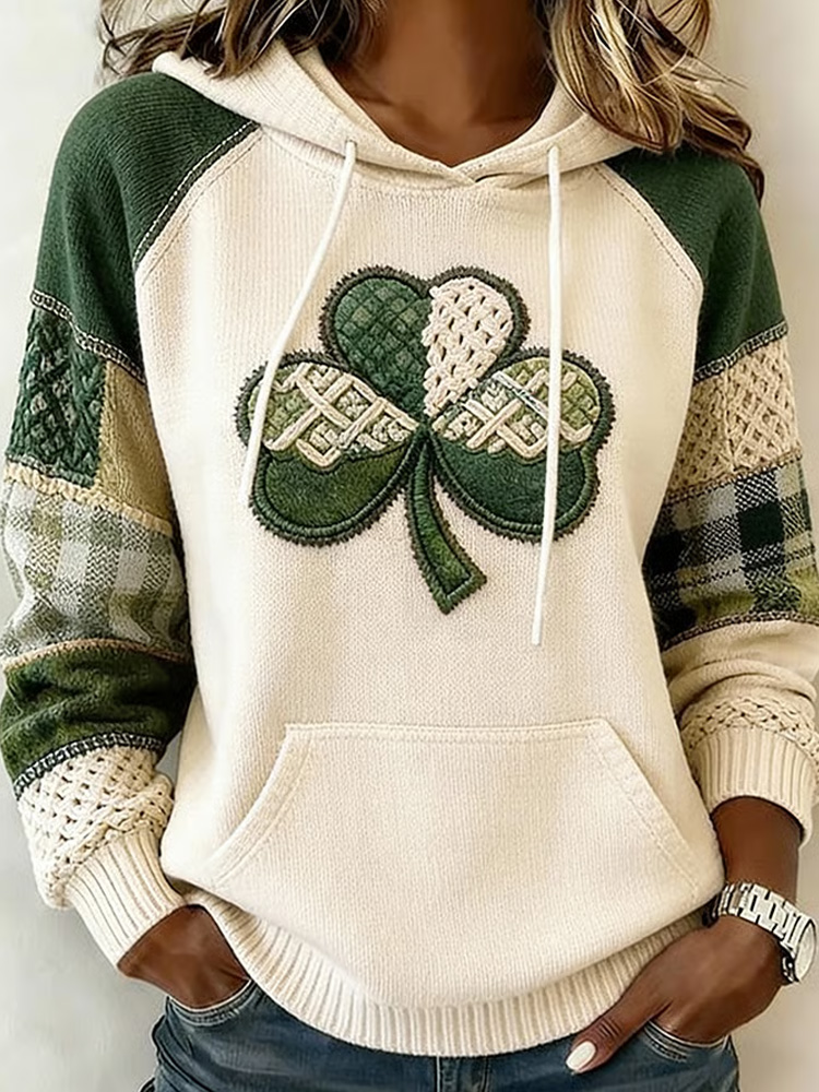 Women's St. Patrick's Day Art Print Raglan Sleeve Knit Sweater wearshes