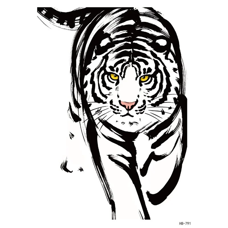 Sdrawing Temporary Tattoos Man Forest Color Painting Tattoo Sticker Tiger Wolf Fake Tattoo for Women Tatto Sleeves for Arm