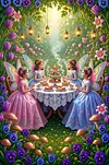 Luxury AB Velvet Diamond Painting Kit - Fairy Tea Party