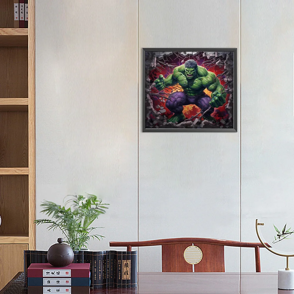 Diamond Painting - Full Round Drill - Hulk Breaking Wall(Canvas|40*35cm)