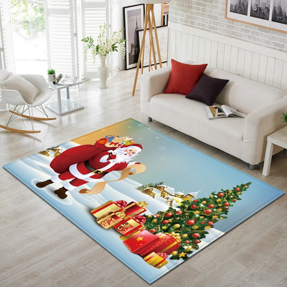 Carpet Living Room Bedroom Decoration 3D Christmas Kids Room Carpets Hallway Floor Children Rugs Home Flannel Bedside Mat