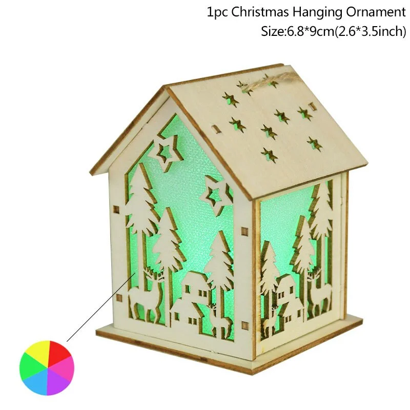 Led Light Wood House Christmas Tree Decorations For Home 2020 Christmas Tree Hanging Ornaments Navidad New Year Xmas Kids Gift