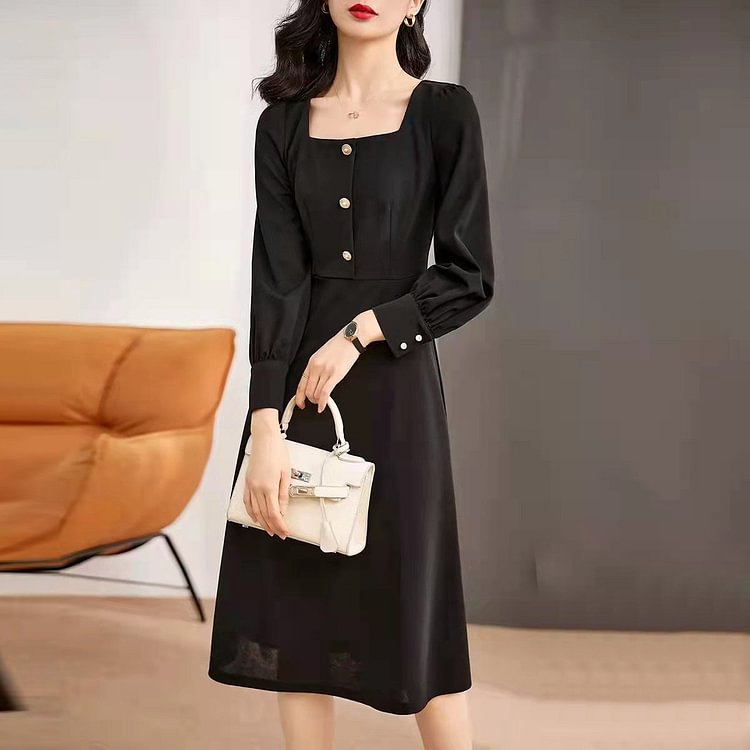 Elegant Solid A-Line Dresses