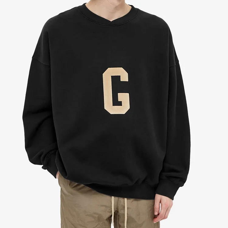 Fog Fear of God Essentials Sweatshirt Letter Flocking Printed Crew Neck Sweatshirt Couple Loose Pullover