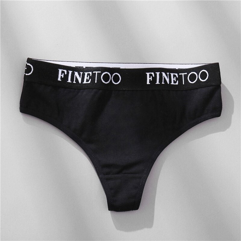 FINETOO M-XL G-string Cotton Panties For Women Letter Waist Underwear Female Underpants Comfortable Thongs Women Lingerie